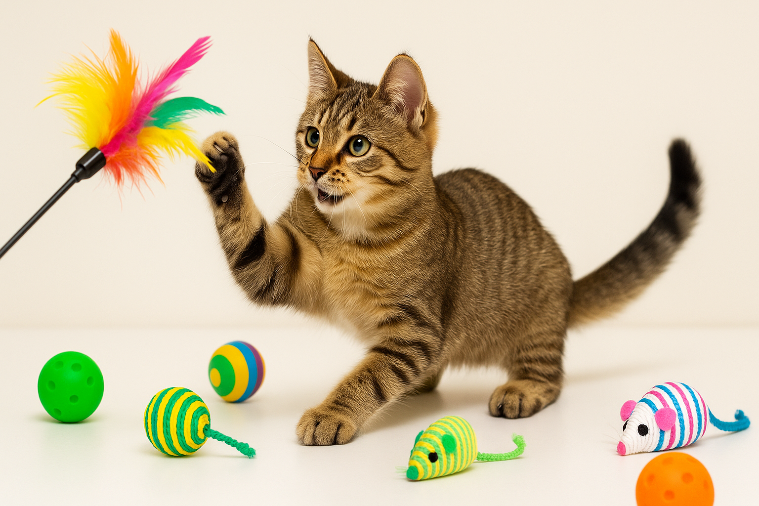 Cat playing with toys header image